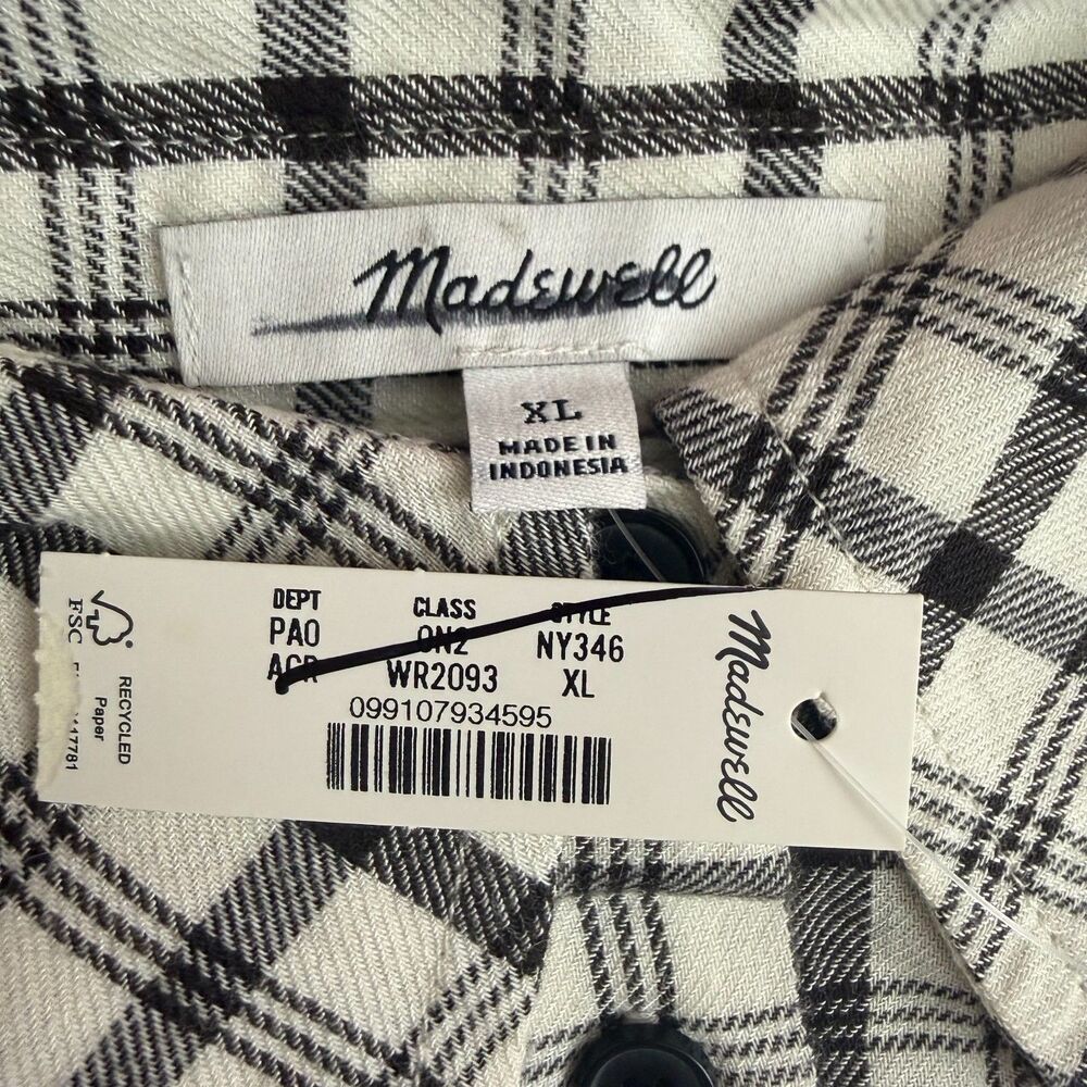 MADEWELL Heathered Flannel Dolman Button-Up Shirt XL Antique Cream Soft A4 - Picture 4 of 6